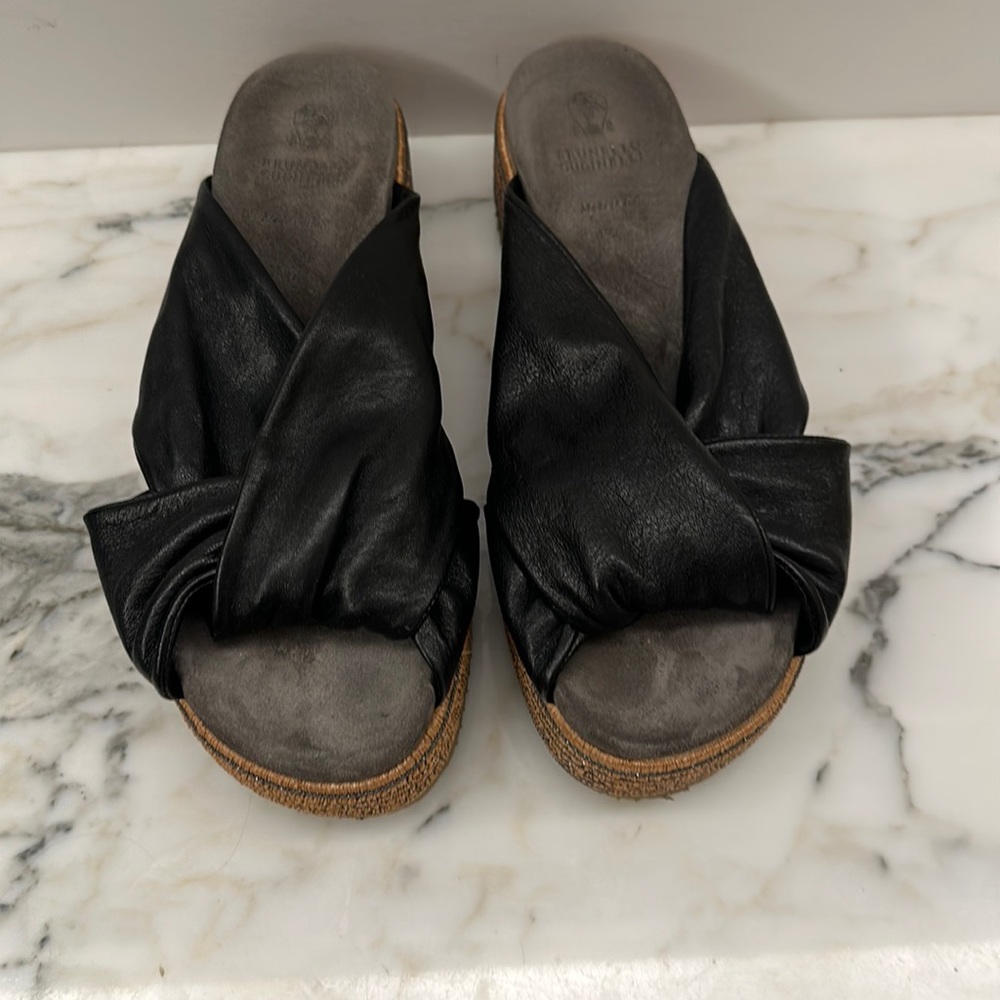 Brunello Cucinelli Black and Brown Platform Shoes